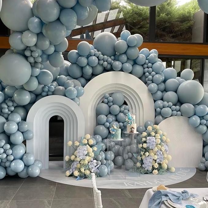 Jobkoo Blue Balloons, 12 Inch 30 Pcs Pale Aqua Blue Balloon Muted Dusty Blue - Image 4