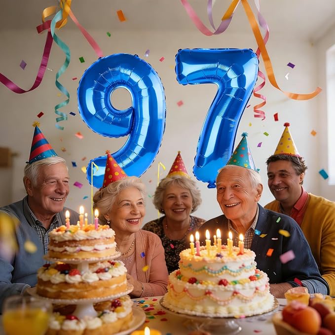 40 Inch Number 97 Balloons for 97th Birthday Party Decorations, 0-100 Dark Blue - Image 2