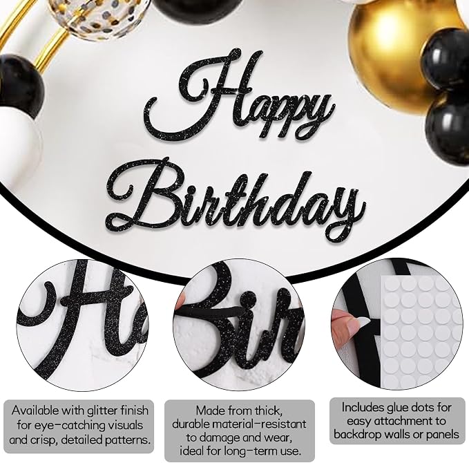 TONIFUL Happy Birthday Sign for Backdrop - Image 3