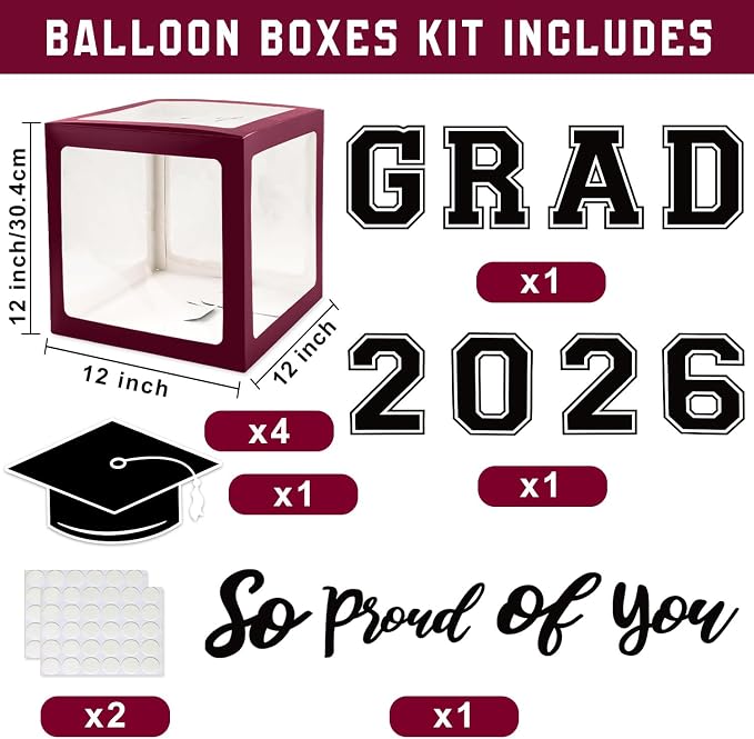 Maroon Themed 2026 Graduation Decorations Set - Image 2