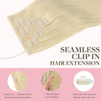 GOO GOO Clip in Hair Extensions Real Human Hair, Remy Human Hair Extensions Clip ins for Women, Natural Human Hair, 24inch 120g 7Pcs, 60A Platinum Blonde