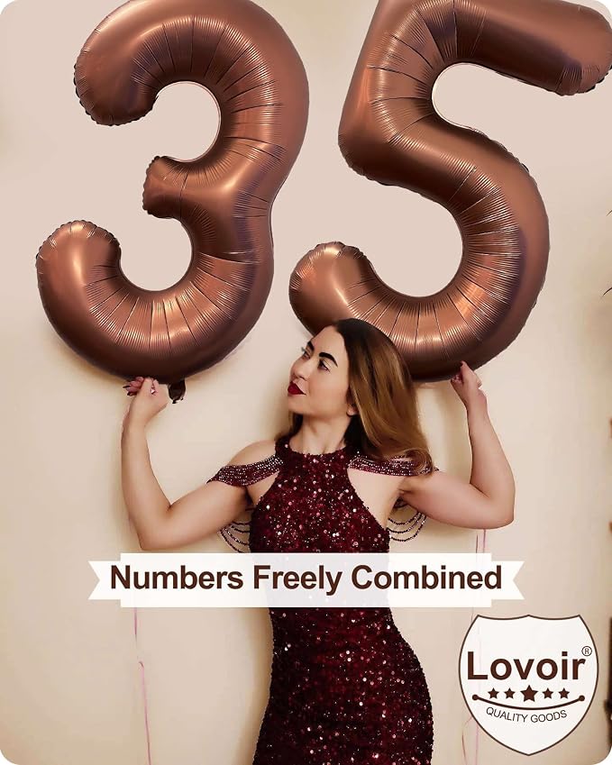 40 Inch Coffee Brown Number 1 Balloon Large Size Jumbo Digit Mylar Foil Retro - Image 3