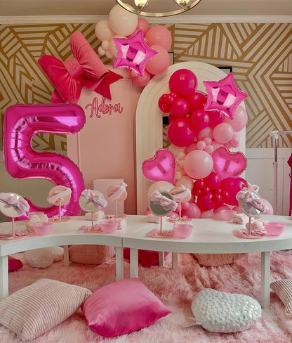40 Inch Number Balloons Hot Pink 5 Cowgirl Pink 5th Birthday Decor 9 Pcs | - Image 4