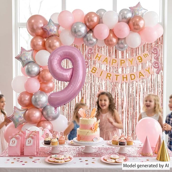 Pearlescent Pink Number 9 Balloon 40 Inch, Shiny Foil - Image 6
