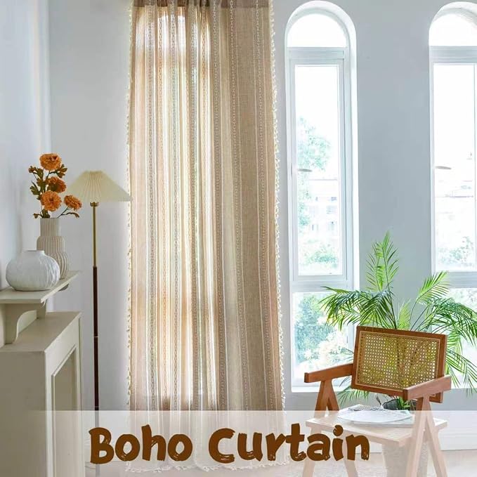 Sutuo Home Boho Curtains for Bedroom Living Room 72 Inch Length, Light - Image 7