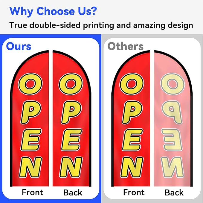 1PC Double-Sided OPEN Feather Flag - Image 5