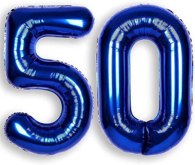 40 Inch Navy Blue Big Number 50 Balloon 0-9 Large Helium | Royal Blue Balloons by SULALABOO