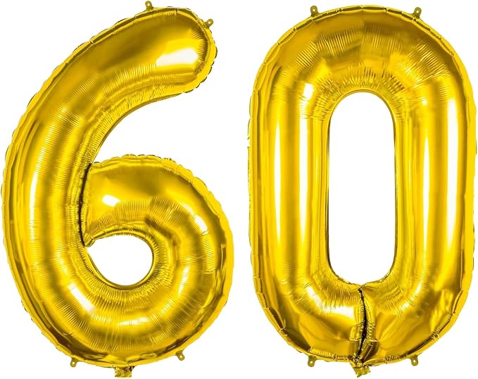 40 Inch Number Balloons 60 Gold Big Giant Jumbo Number Foil Mylar Balloons by xiangsushijie