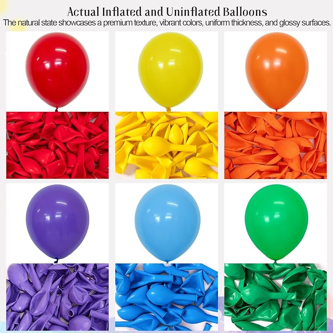 Rainbow Balloons 12 Inch 60 Pcs Assorted Color Latex Balloons - Image 6