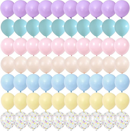 Pastel Balloons, 12 Inch Rainbow Macaron Pink Blue Teal Yellow Purple Apricot - Image 8