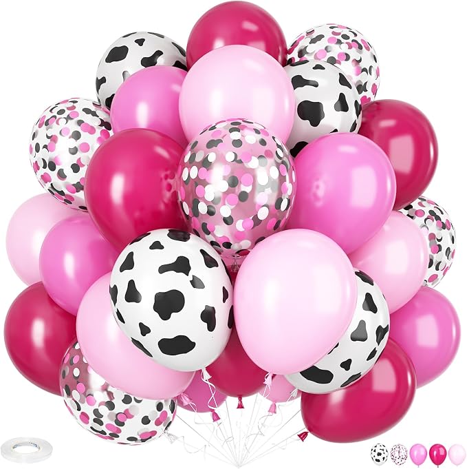 Cow Balloons, 12 Inch Cow Print Balloons Hot Pink Balloon, Hot Pink Balloon by Adorely