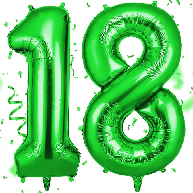 OFFCUP Helium Balloons, 40 Inches Number Balloons 18, Foil Balloons Birthday by OFFCUP