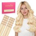 WENNALIFE Tape in Hair Extensions Human Hair Balayage Light Wheat Platinum Blonde Tape in Extensions, 10pcs 30g 22 inch Remy Invisible Tape Ins Straight Colored Soft Real Human Hair Tape in Extensions