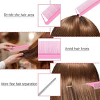 TsMADDTs Hair Styling Tool Set - 3 Pcs French Braid Tool, Rat Tail Comb, and Metal Braiding Pin in Pink