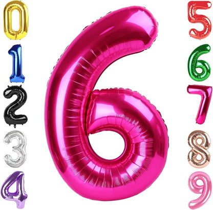 40 Inch Hot Pink Number 6 Balloon, 6th Birthday Party Decorations | 40 Inch Hot by Hadoife