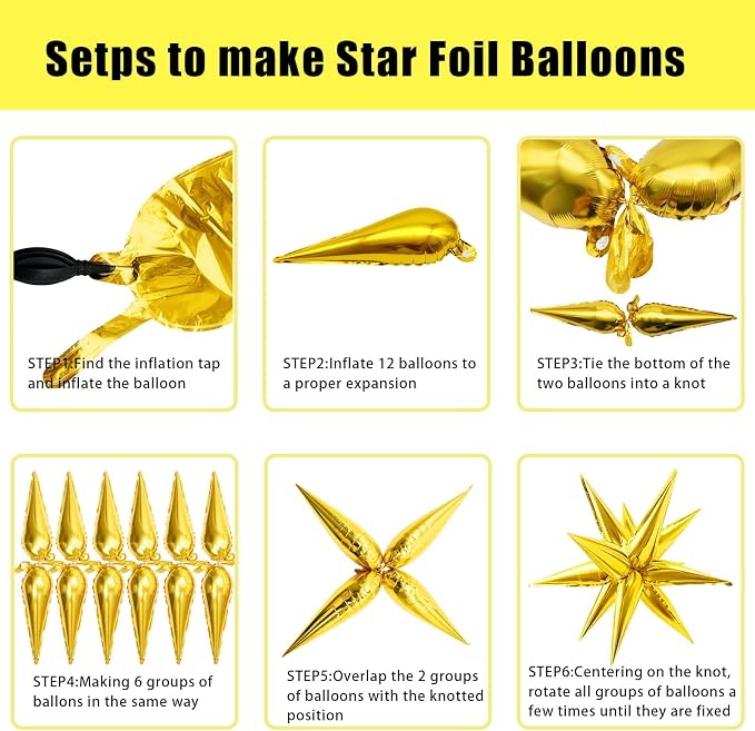 Gold Star Balloons Foil Explosion Balloon Large Mylar Balloons Bulk Party - Image 9