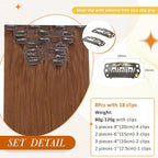 Full Shine Clip in Hair Extensions 20 Inch Human Hair Copper Remy Clip in Extensions Real Human Hair Red Hair Extensions Pu Weft Invisible Straight Hair Extensions Real Human Hair Clip ins 120G 8 Pcs