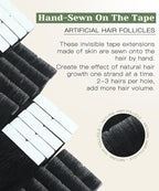 SURNEL Injected Invisible Tape in Hair Extensions Human Hair Jet Black Upgraded Seamless Invisible Tape in Extensions 22Inch 20 Pcs 50g(#1,22)