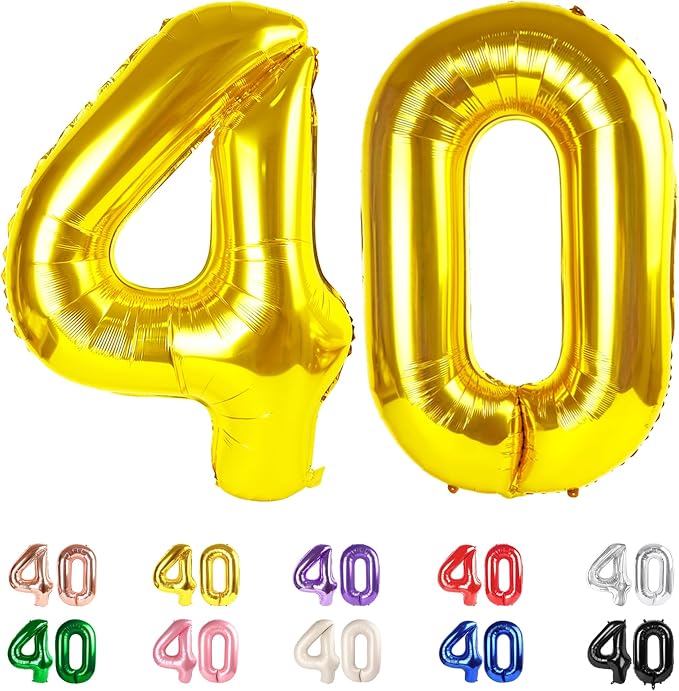 Number 40 Balloon for 40th Birthday Decorations Women Men Party, Inflation by Mluchee