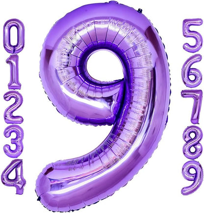 Purple Number 9 Balloons, 40 Inch Giant Number Balloons Foil Mylar Helium by Lovoir
