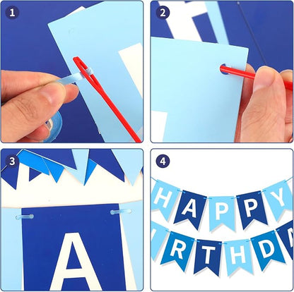 Sky Blue Happy Birthday Banner, Happy Birthday Decorations Hanging Birthday - Image 6
