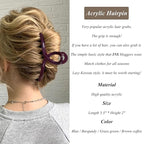Big Hair Claw Large Butterfly Hair Clip 5" Oversize Acrylic Hair Clips for Long Thick Hair Barrette Accessories Christmas Gift for Women's and Girl's (4 Pcs)
