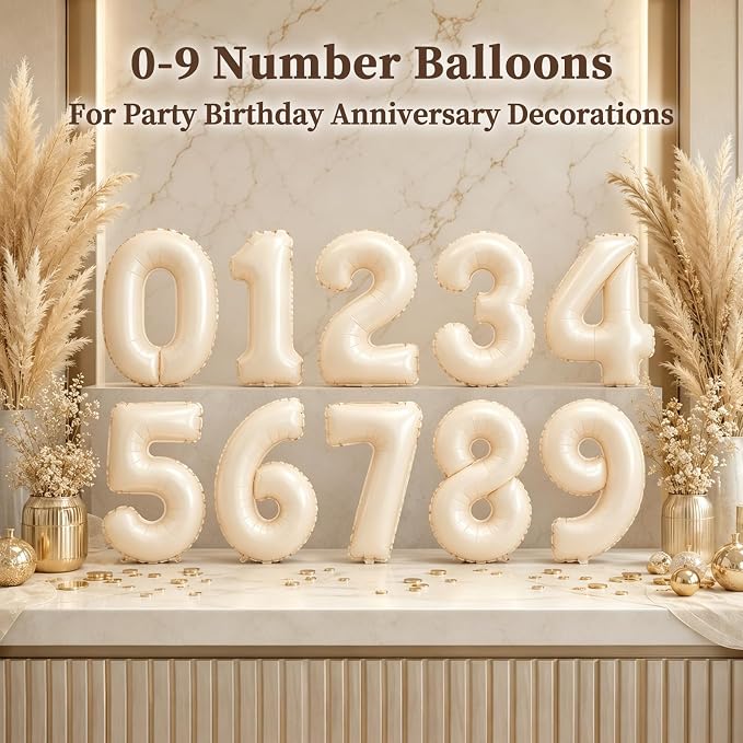 CARGEN 40 Inch Creamy White Number 2 Balloon Boho Neutral Party Decoration | - Image 5