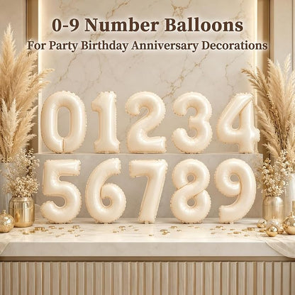 CARGEN 40 Inch Creamy White Number 1 Balloon Boho Neutral Party Decoration | - Image 4