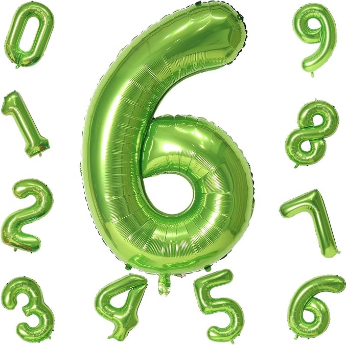 Green Number Balloons, 40inch Large Number 6 Foil Mylar Helium Balloons - Image 9