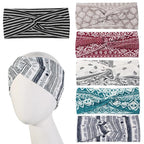 Artilady 6 Pack Wide Boho Headbands for Women - Soft Yoga Elastic Hair Bands for Girls Workout Running Sport Headwrap Non-slip Breathable (Patterned)