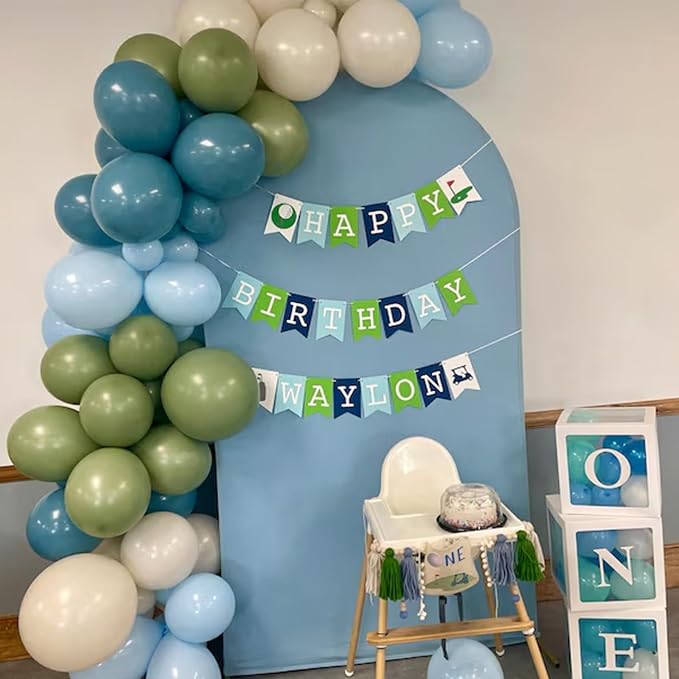 Sage Green Blue Balloons 60 Pcs 12 Inch Dusty Blue Sage Green Cream Balloons - Image 4