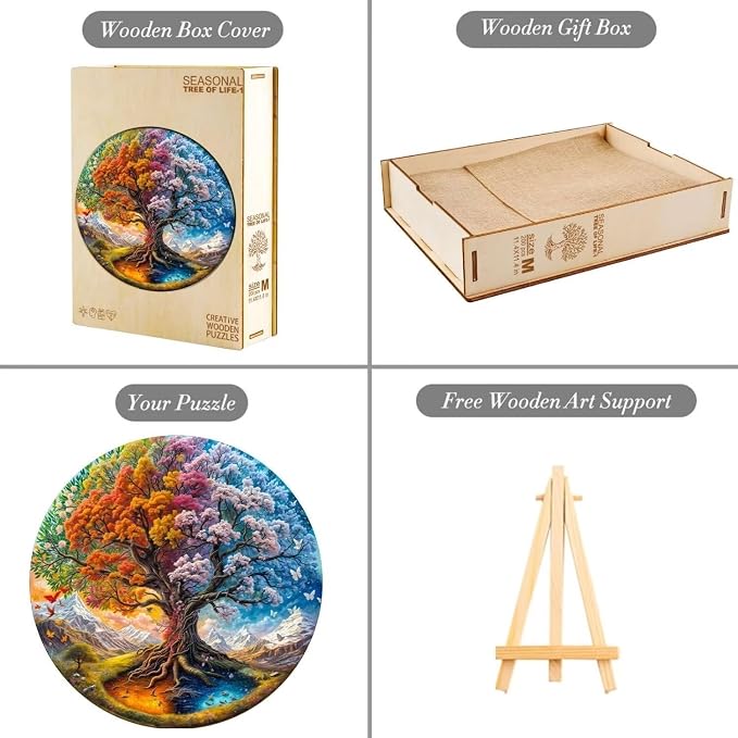 300 Pieces Wooden Puzzles Adults, Seasonal Tree of Life Wooden Puzzles - Image 6