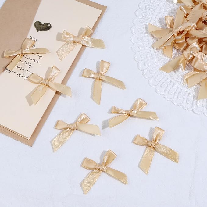 Gold Mini Bows 1.57" 100PCS Small Satin Ribbon Bows - Image 4