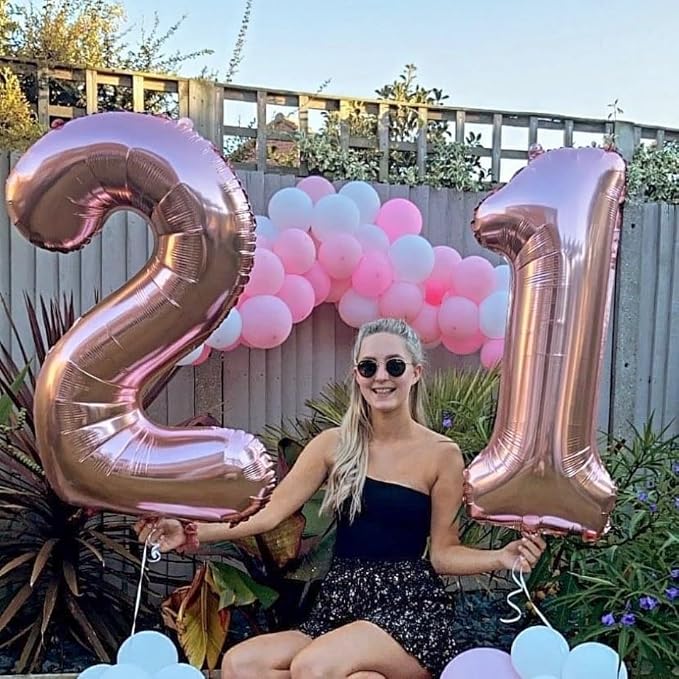 Rose Gold 12 Number Balloons, 40 Inch Big Giant Jumbo 12 or 21 Balloon Numbers - Image 3