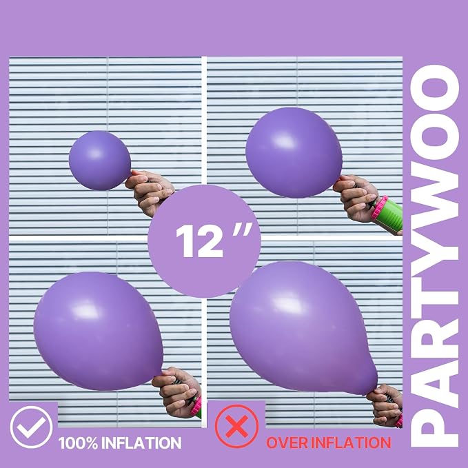PartyWoo Purple Balloons 66pcs Pack Light Purple Latex Balloons | Pastel Dark - Image 5