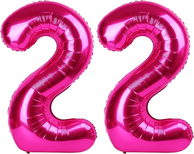 22 Balloon - Hot Pink Birthday Number Balloons, 40 Inch Party Decorations | Hot by ALPHADELTAPI