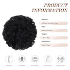 FESHFEN Messy Bun Hair Piece - Elastic Wavy Curly Hair Bun Scrunchies Extensions Synthetic Chignon Hairpieces for Women Girls, Black 1.5 oz