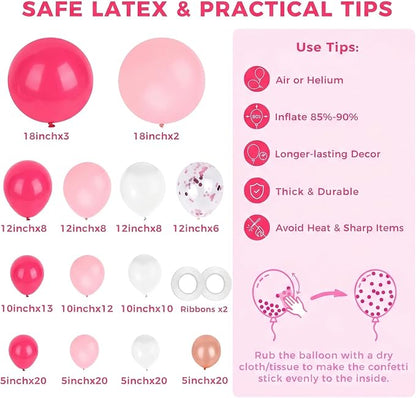 LOVESTOWN 150PCS Pink Rose Gold White Balloons Size of 18 12 10 5Inch | Pink - Image 7