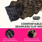Lashey Seamless Clip in Hair Extensions Human Hair 130g 9pcs 14 Inch Body Wave Natural Black Mixed Chestnut Brown Clip in Hair Extensions for Women