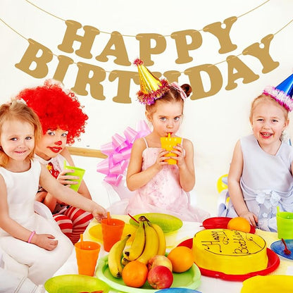 Gold Happy Birthday Banner Birthday Sign Backdrop Party Supplies - Image 7
