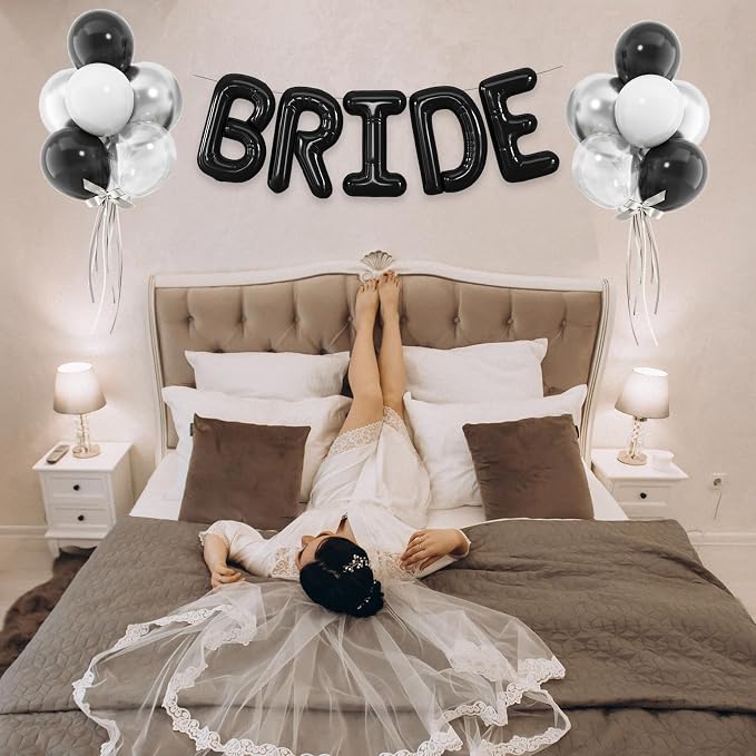 BRIDE Balloons Bachelorette, 16 inch Black Bride Balloons - Image 8
