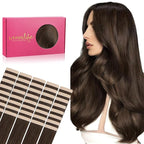 WENNALIFE Tape in Hair Extensions Human Hair, 40pcs 100g 24 inch Chocolate Brown Hair Extensions Real Human Hair Straight Tape in Extensions Invisible Human Hair Extensions Reusable Hair Extensions