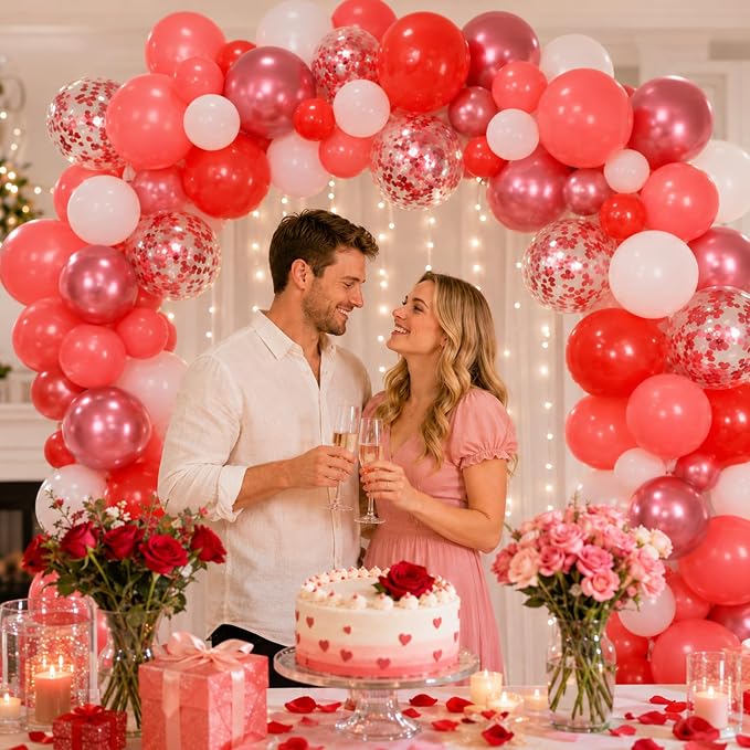 Red Balloons Set 12 Inch Red and White Balloons - Image 2