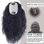Curly Hair Toppers for Women, Real Human Hair Topper for Thinning Hair, Realistic Scalp Crown Hair Topper with Natural Volume, Clip-In 3D Scalp Cover, Natural Black 1B 12 In