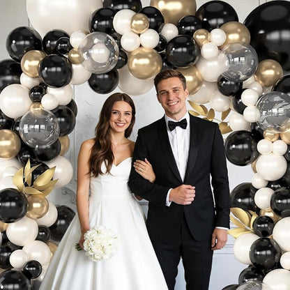 Amandir 173Pcs Black Pearl White Gold Balloons Arch Garland Kit | Pearl White - Image 7