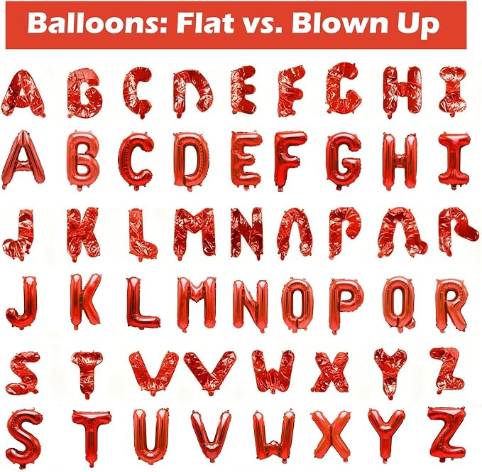 98 Pcs Red Letter Balloons, Custom 3 Set A-Z Set - Image 4