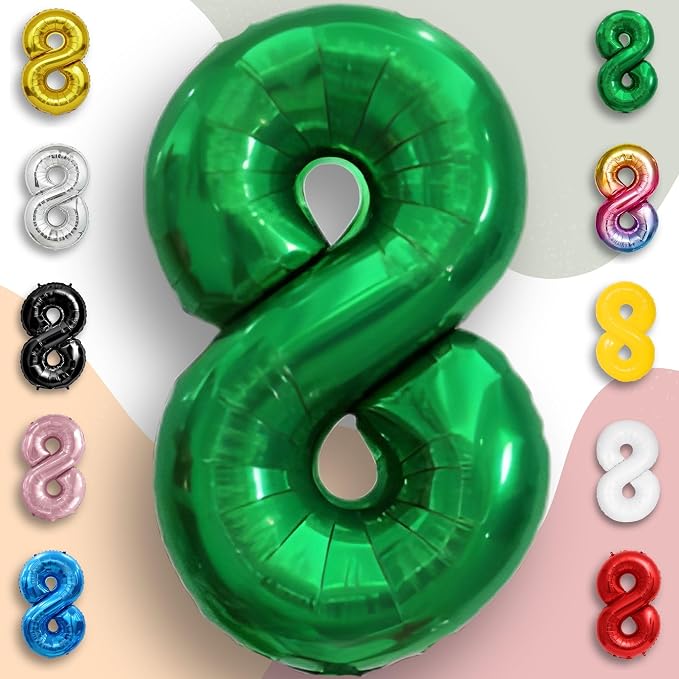 Green Number Balloon 8 Mylar Foil Balloons 16 Inch - Image 6