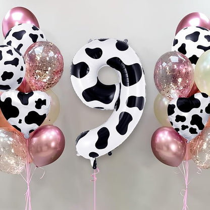 Cow Print Number 9 Balloon, Large 40 Inch Cow Number Birthday Balloons - Image 2