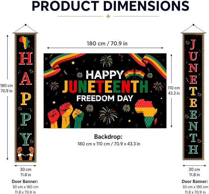 3Pcs Juneteenth Decoration Outdoor Happy Juneteenth Banner, June 19th - Image 2
