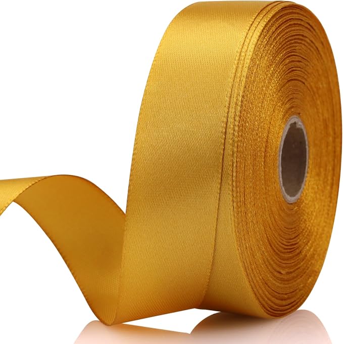 7/8 Inch 30 Yards Gold Satin Craft Ribbon-Single Face Polyester Ribbon by Unknown